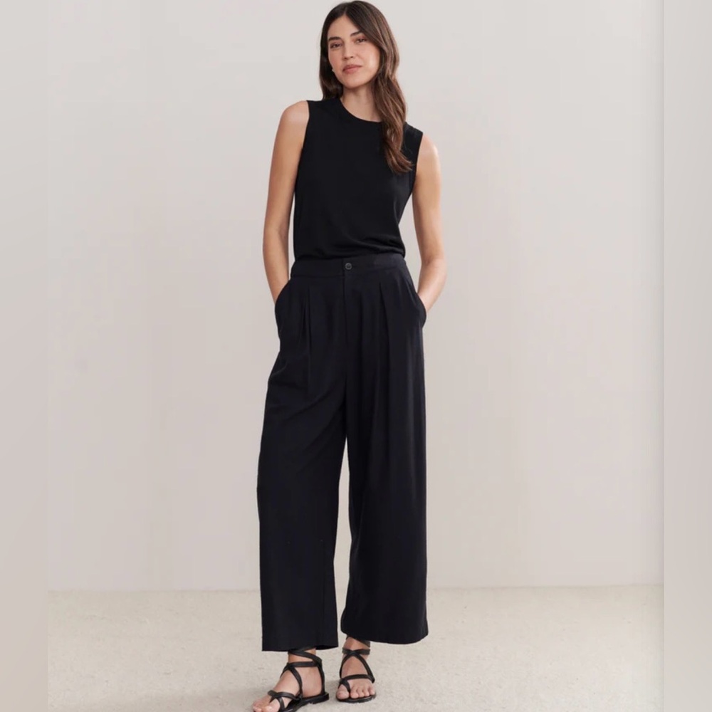 NWT! Jenni Kayne | 100% Raw Silk Relaxed Trouser | Black | Size 8